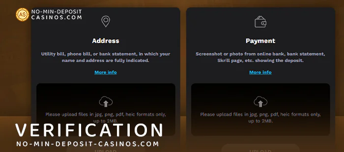 Confirm identity and Paypal payment method to the casino